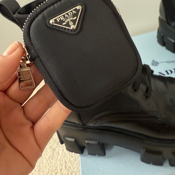 PRADA Monolith with Side Pocket Ankle Boot Size US 7 Black - Picture 17 of 17